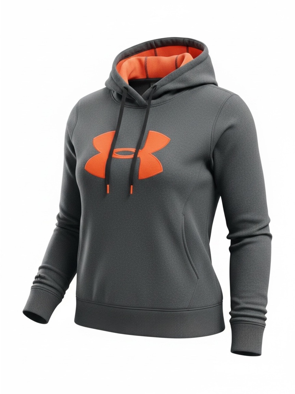 Under Armour Storm ColdGear Big Logo Pullover Hoodie Gray Orange Women’s Sz M